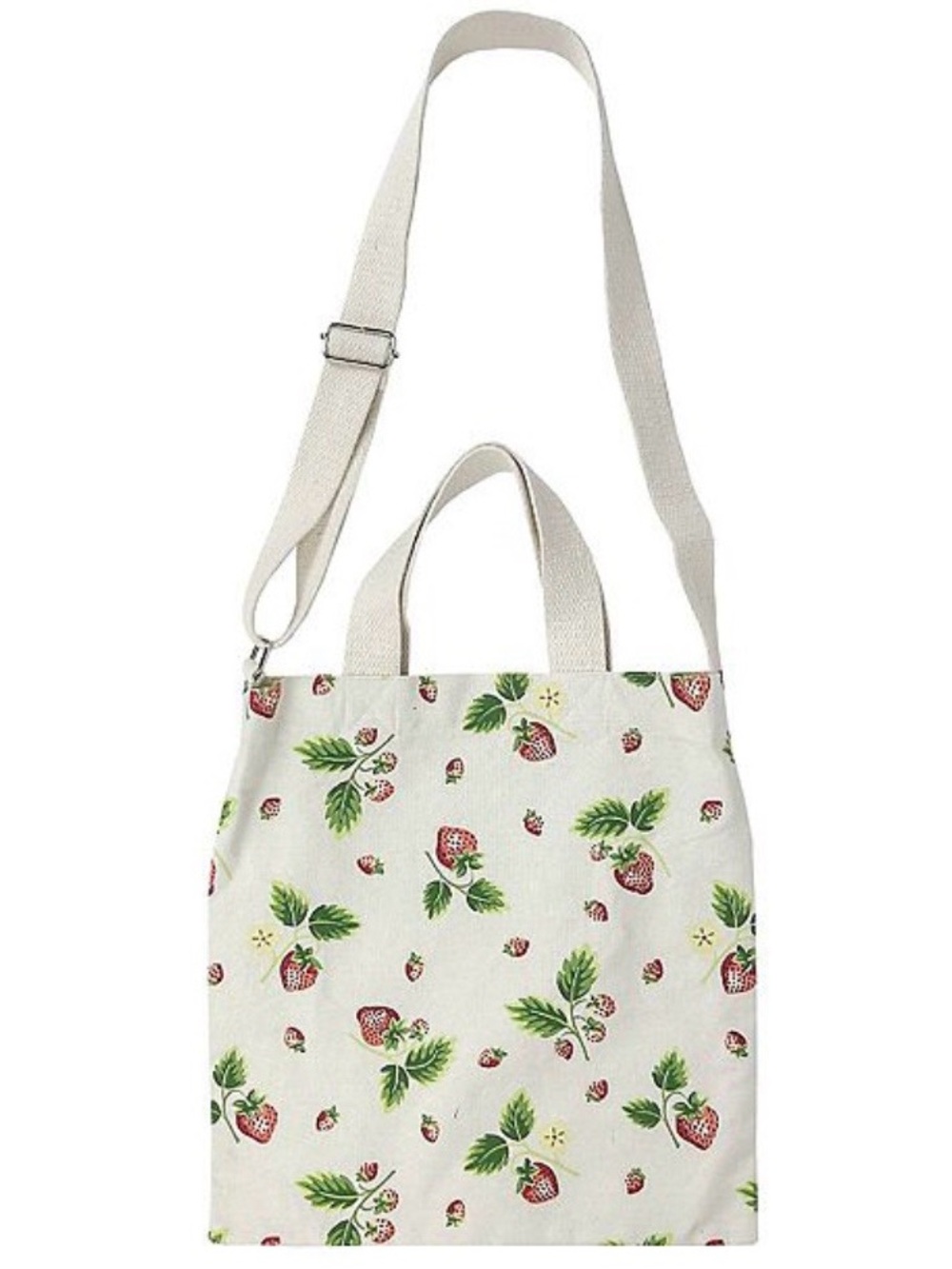 Reusable Crossbody “Beige Strawberry” Design Tote Bag (NWT)